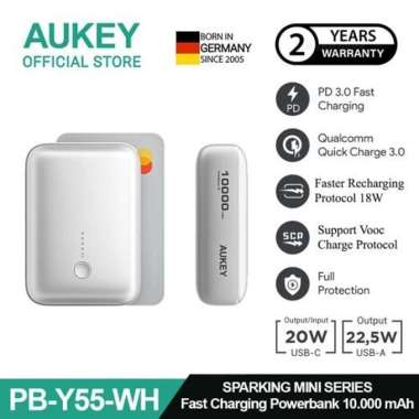 AUKEY Mini Powerbank 20000 mAh / 10000 MaH Vooc 22.5 W Fast Charging Type C & USB A PB-Y57 & PB-Y55