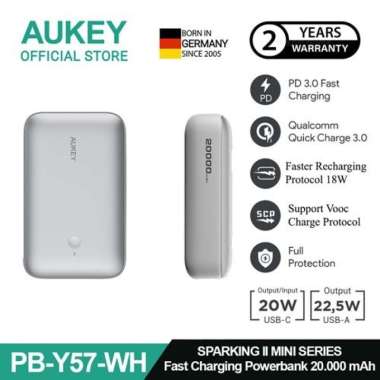 AUKEY Mini Powerbank 20000 mAh / 10000 MaH Vooc 22.5 W Fast Charging Type C & USB A PB-Y57 & PB-Y55 