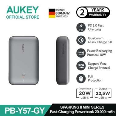AUKEY Mini Powerbank 20000 mAh / 10000 MaH Vooc 22.5 W Fast Charging Type C & USB A PB-Y57 & PB-Y55