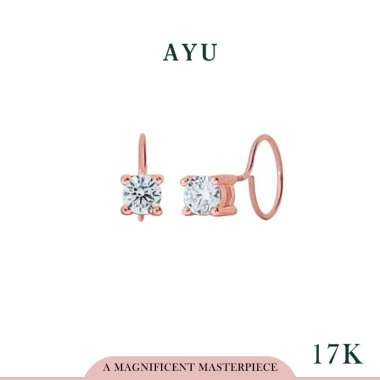 AYU Anting Emas Toge - Mini Solitaire Round Loop Earrings 17K Rose Gold