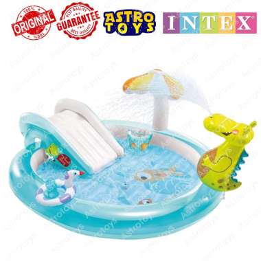 Intex Kolam Renang Karet Anak Gator Play Center dengan Perosotan Ukuran 2 Meter - Mainan Bak Mandi
