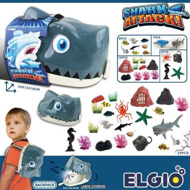 Mainan Tas Dinosaurus Set Miniatur Hewan Anak TAS HIU