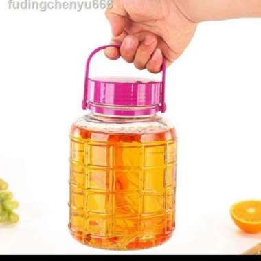 Toples Kaca Tebal Seal Karet Kedap 10L Makanan Kue Saos Kecap Bumbu