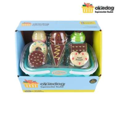 Okiedog Supermarket Basket Dessert - Mainan Keranjang Belanja, Mainan Potong Buah Sayur