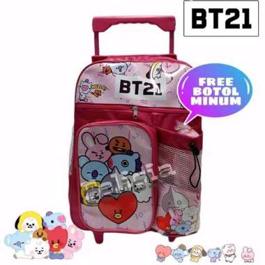 Tas Ransel Troli Free Botol Minum/ Tas Ransel Anak Perempuan Sekolah TK-SD/Tas Troli Dorong Anak Kar
