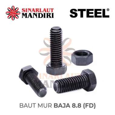 Baut Mur Baja Full Drat (FD) 8.8 M 16 x 70