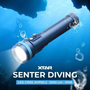Xtar Senter Diving LED CREE XHP50.2 2500 Lumens IPX8 Long Version Hitam