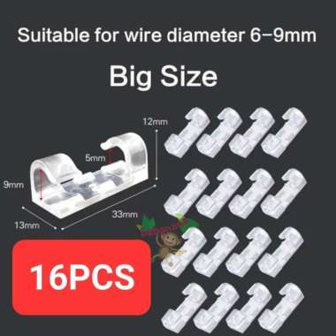 16Pcs 20Pcs Cable Clip Besar Organizer Klip Penjepit Merapikan Kabel Bening Besar