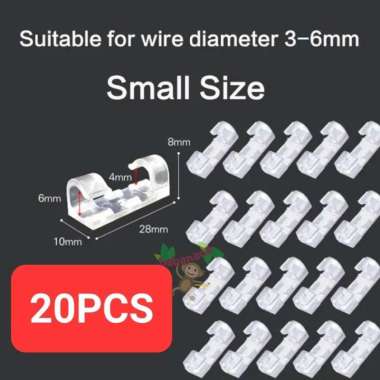 16Pcs 20Pcs Cable Clip Besar Organizer Klip Penjepit Merapikan Kabel Bening Kecil