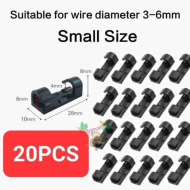 16Pcs 20Pcs Cable Clip Besar Organizer Klip Penjepit Merapikan Kabel Hitam Kecil