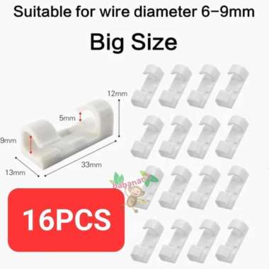 16Pcs 20Pcs Cable Clip Besar Organizer Klip Penjepit Merapikan Kabel Putih Besar