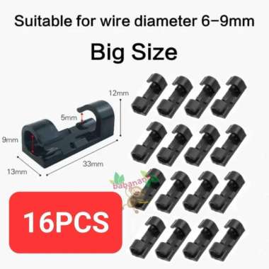 16Pcs 20Pcs Cable Clip Besar Organizer Klip Penjepit Merapikan Kabel Hitam Besar