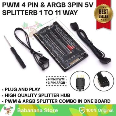 1 TO 10 PWM 4 PIN ARGB 3 PIN 5V COMBO SPLITTER FAN 4PIN HUB EXTENSION Dengan Akrilik