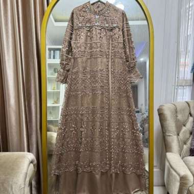 gamis tile lepas pasang model renjana dress - silver, XXL XL mocca