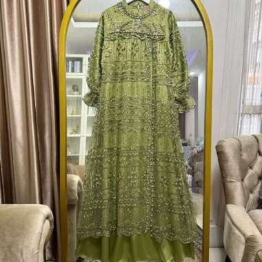 gamis tile lepas pasang model renjana dress - silver, XXL M sage