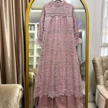 gamis tile lepas pasang model renjana dress - silver, XXL XL rosegold