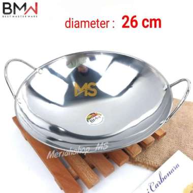 Kuali Wajan Mini Kecil TEBAL Stainless Anti Karat Uk.22cm/24/26/28cm 9in--24cm