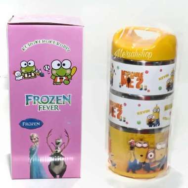 MINION RANTANG KARAKTER 3 SUSUN MODEL PUTAR LUNCH BOX Stainless