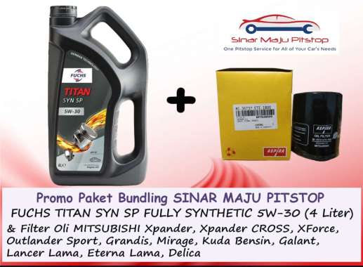 Paket Oli FUCHS TITAN SYN SP FULLY SYNTHETIC 5W-30 Galon 4 Liter & Filter Mobil MITSUBISHI XPANDER &