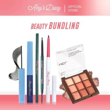 AMY'S DIARY 4 Pcs Eye Set Makeup Eyeshadow Chocolate Eyebrow 2 in 1 Eyeliner Maskara Waterproof
