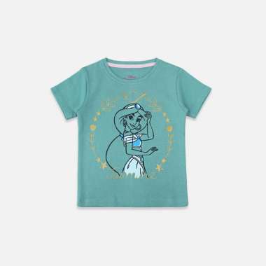 Tshirt/ Kaos Anak Perempuan Green/ Disney Princess Jasmine Smile M