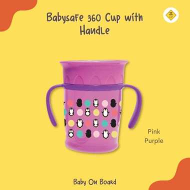 Babysafe 360 Cup with Handle - BOTOL MINUM Pink Purpel