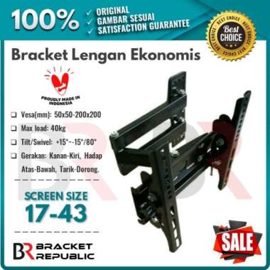 Bracket Lengan Swivel Tv Monitor Led Lcd 17-43" Breket Braket Lengan Multicolor