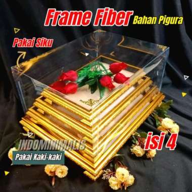 bok hantaran seserahan frame fiber isi 4 pcs free kaki dan tutup Putih