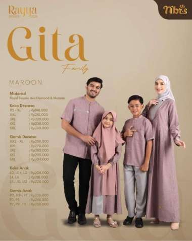 SARIMBIT NIBRAS TERBARU 2024 GITA MAROON GAMIS ANAK P.0+