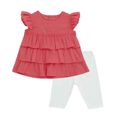 TORIO Legging Set Ruffle Orange - Setelan Anak Perempuan 3-6 bulan