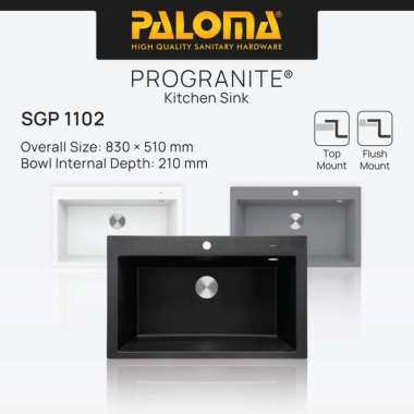 PALOMA SGP 1102 Kitchen Sink Bak Cuci Piring Dapur Progranite 1 Bowl Topmount Granit Quartz Top Moun