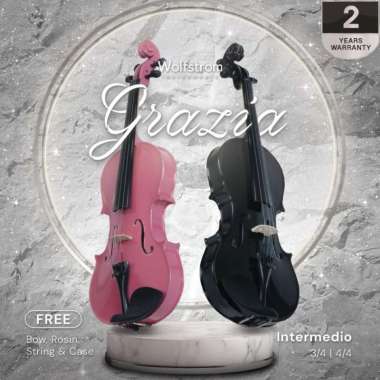 Wolfstrom GRAZIA - Biola Violin Klasik Full Set Ukuran 3/4, 4/4 Black - 3/4