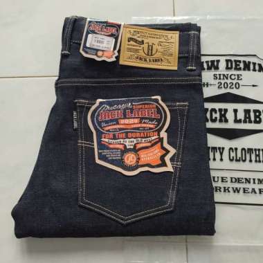 Celana Jeans Denim Selvedge Jack Label Original Black Indigo 14 oz - 28, Black Indigo 32 Black Indig