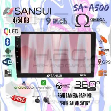 SANSUI SAA500 OMEGA QLED 4/64 GB Android 9" Inch SA-A500 Head Unit Tape TV Mobil Double din 2Din + R