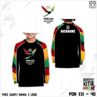 Baju anak pon XXI 2024 aceh sumut jersey kaos pon 2024 F lengan panjang 1 Hitam