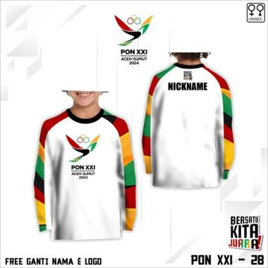 Baju anak pon XXI 2024 aceh sumut jersey kaos pon 2024 F lengan panjang 1 Putih