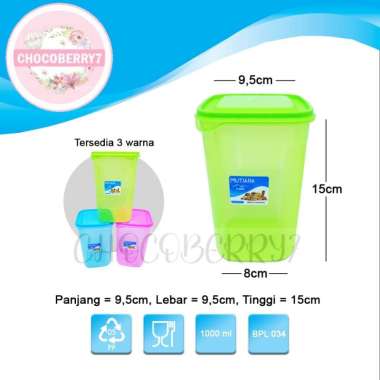 Toples ZAYN MUTIARA Warna Kotak 1000ml Wadah Bumbu Sealware Dapur Kecil KMP Zayn 1000ML BIRU