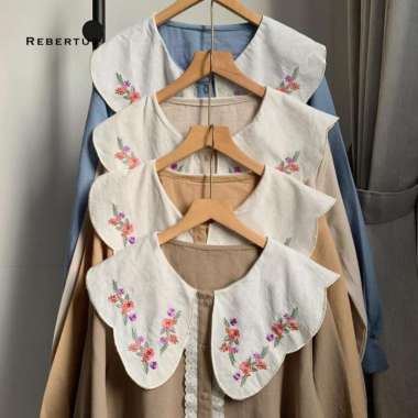 Blouse Wanita Renda Motif Bunga Rebertus Becca Cream