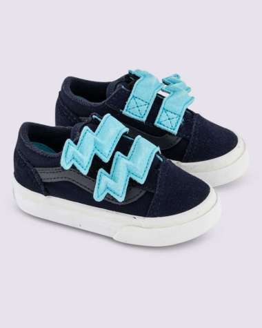Vans Toddler Old Skool V Bolt Strap Glow Summer Nights Navy Shoes (VN000D1BNVY) 60