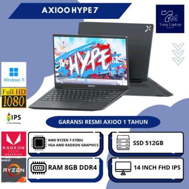 LAPTOP BARU AXIOO HYPE 7 AMD RYZEN 7-5700U AMD RADEON RAM 8/16GB SSD 512GB NVME GRY 8GB