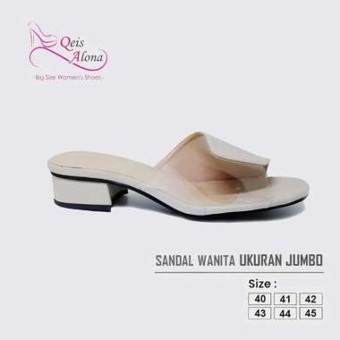 Sandal Wanita Selop Cream Simple Big Size / Sendal Pesta Formal Cewek Ukuran Jumbo 40-45 42