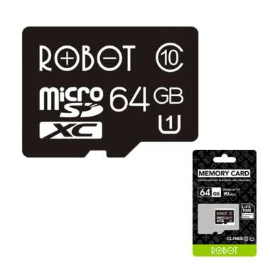 ROBOT Memory Card Kartu Memori HP Micro SD Card 8GB 16GB 32GB Class 10 Speed with Package 64GB
