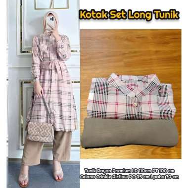 Theya Set Tunik - One Set Wanita Kekinian Rayon Premium Baju Setelan Wanita Celana Kulot LD 110 cm A