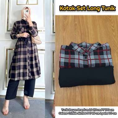 Theya Set Tunik - One Set Wanita Kekinian Rayon Premium Baju Setelan Wanita Celana Kulot LD 110 cm A