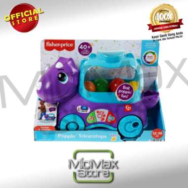 Fisher Price Poppin’ Triceratops Dinosaur Pull-Along Ball Popper Original HJN99