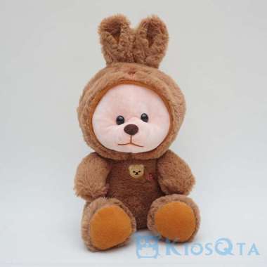 boneka bear beruang kostum hoodie kelinci coklat tua small