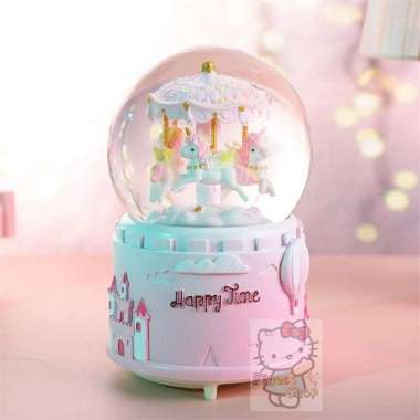 Snowball Musik Bola Salju Unicorn Carousell Kado Anak Music Box Ultah PINK Happy Time - XL