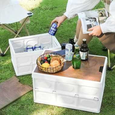 KERANJANG PIKNIK KOTAK LIPAT STORAGE BOX CONTAINER FOLDABLE BOX PIKNIK 30 LITER HIJAU