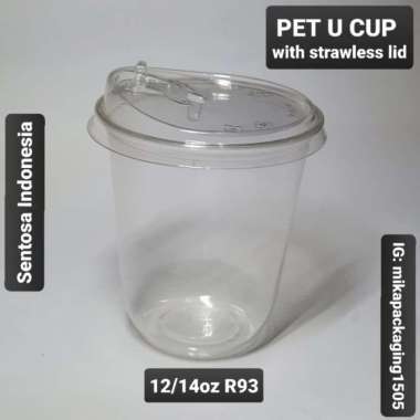 PET OVAL CUP 14 OZ SJP + TUTUP STRAWLESS SIP DIJUAL PER 50 SET