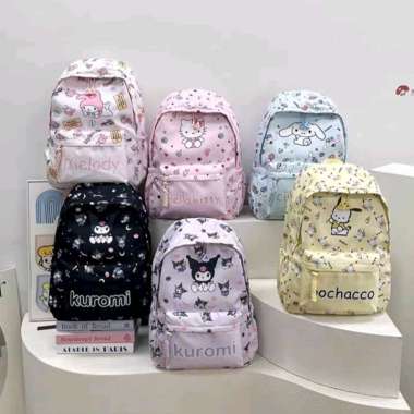 TAS RANSEL IMPORT / TAS SEKOLAH SD SMP SANRIO / TAS KUROMI HELLO KITTY kuromi hitam